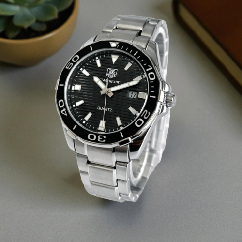 TAG Heuer Aquaracer Silver Chain Black Bezel Black Dial