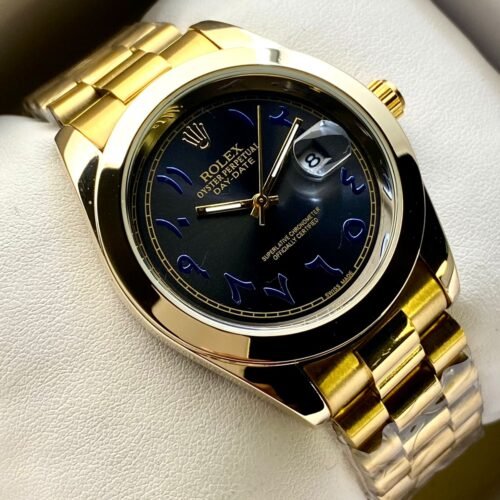 Rolex Arabic Golden Chain Black Dial