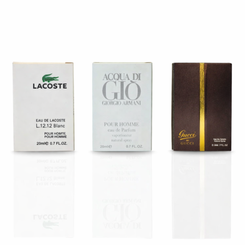 Pack of 3 Testers (Lacoste L.12.12 Blanc, Acqua Dio Gio Edp, Gucci By Gucci Edt)