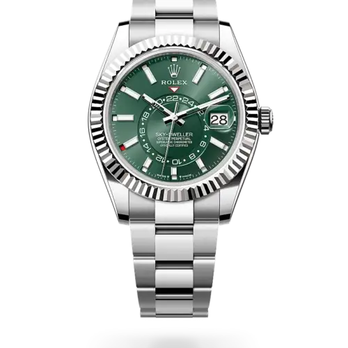 Rolex Sky-Dweller Silver Chain Silver Bezel Green Dial (New Arrival)