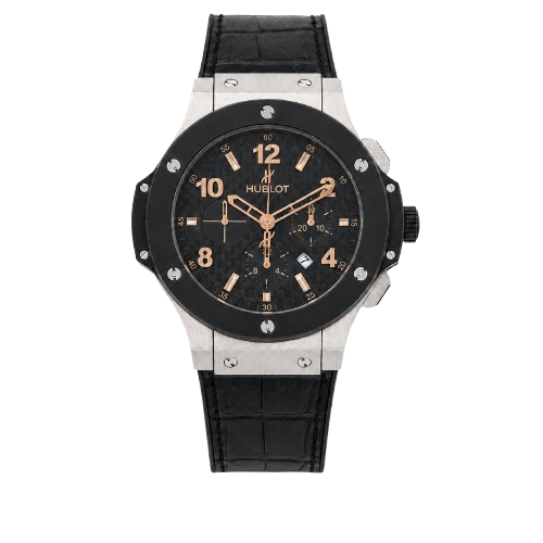 Hublot Tuiga Black Strap Silver Black Bezel Black Dial