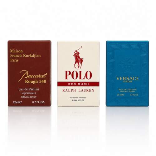 Pack of 3 Testers (Maison Francis Baccarat Rough 540, Ralph Lauren Polo Red Rush, Versace Eros EDT)