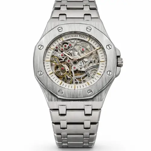 Audemars Piguet Royal Oak Skeleton Silver Chain White Dial